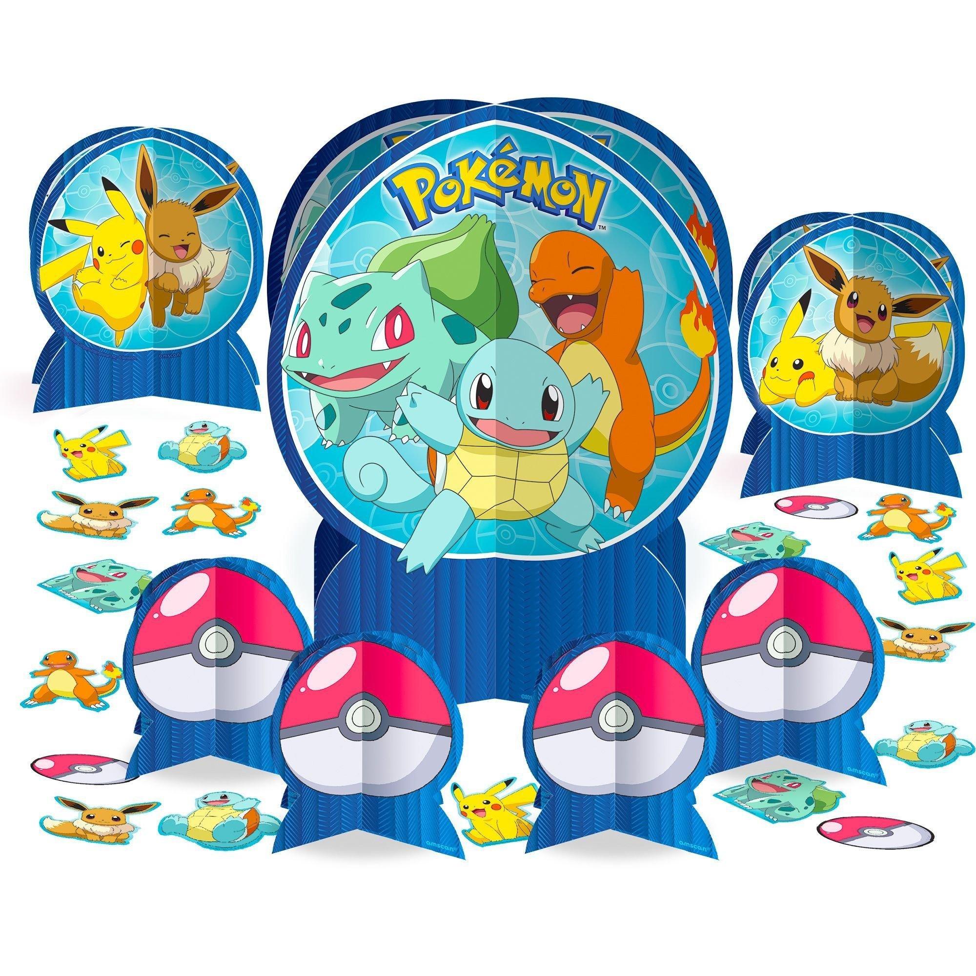 Pokémon Classic Birthday Party Supplies Pack for 8 Guests - Kit Includes Plates, Napkins, Table Cover, Banner Decoration, Lanterns, Centerpiece, Favors with Bags & Pinata